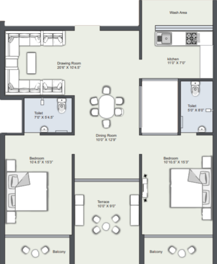 TYPE A 2-BHK
